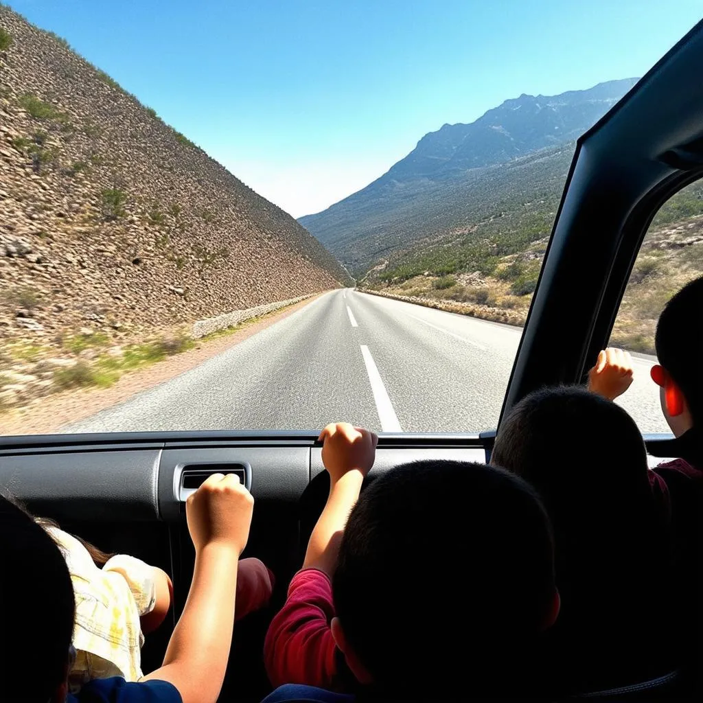 Family on road trip