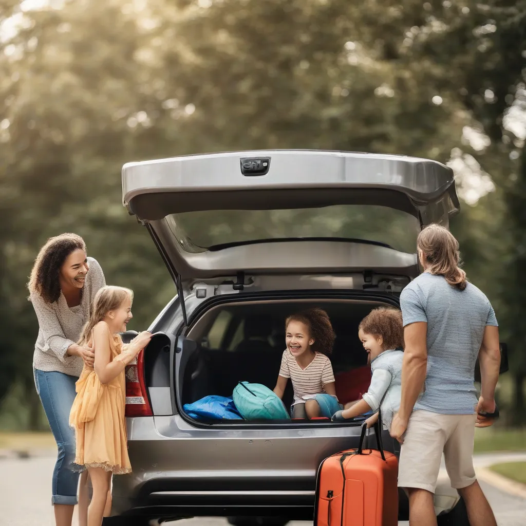 Family Packing Car for Road Trip