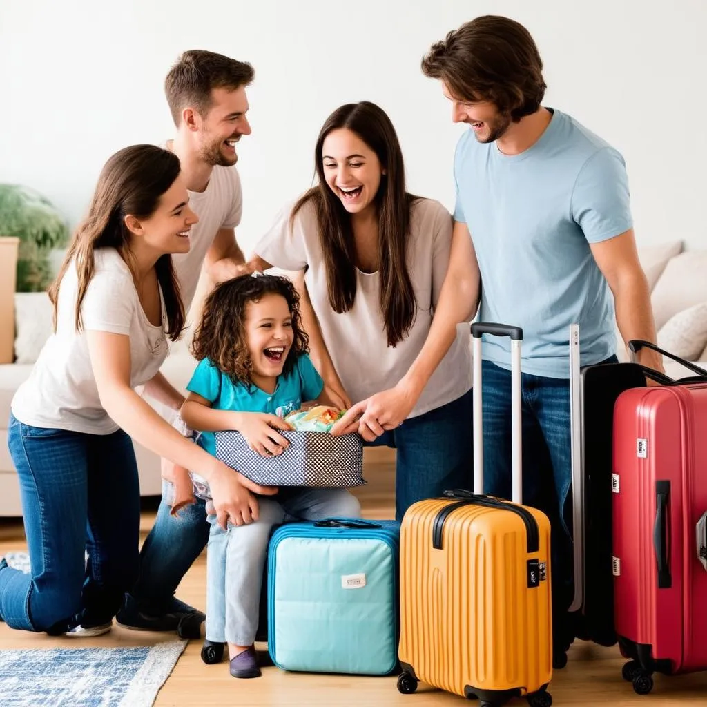 Family Packing Suitcases