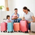 Family Packing Suitcases