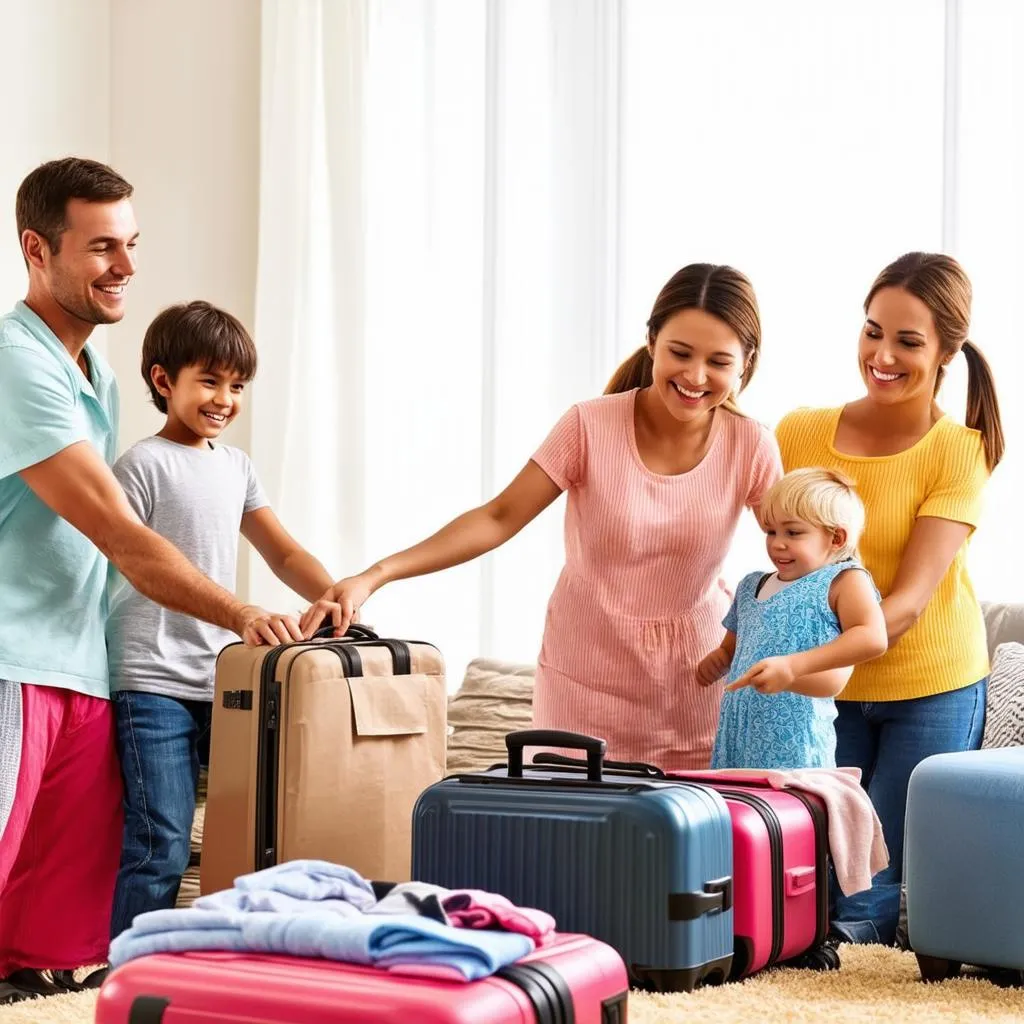 Family Preparing for a Fun-Filled Vacation