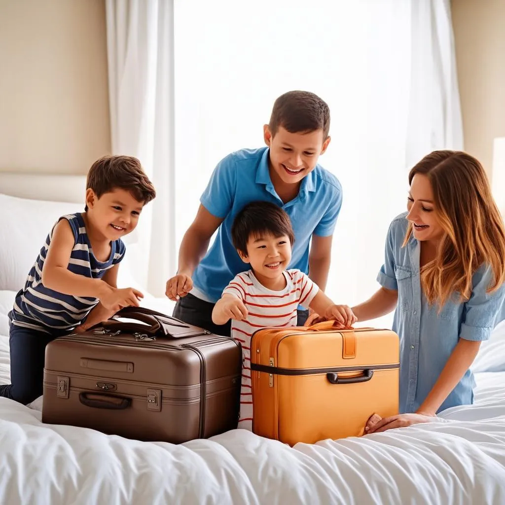 Family Packing Suitcases