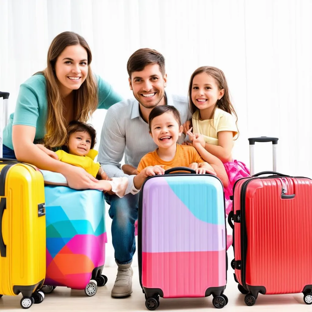 Family Packing Suitcases