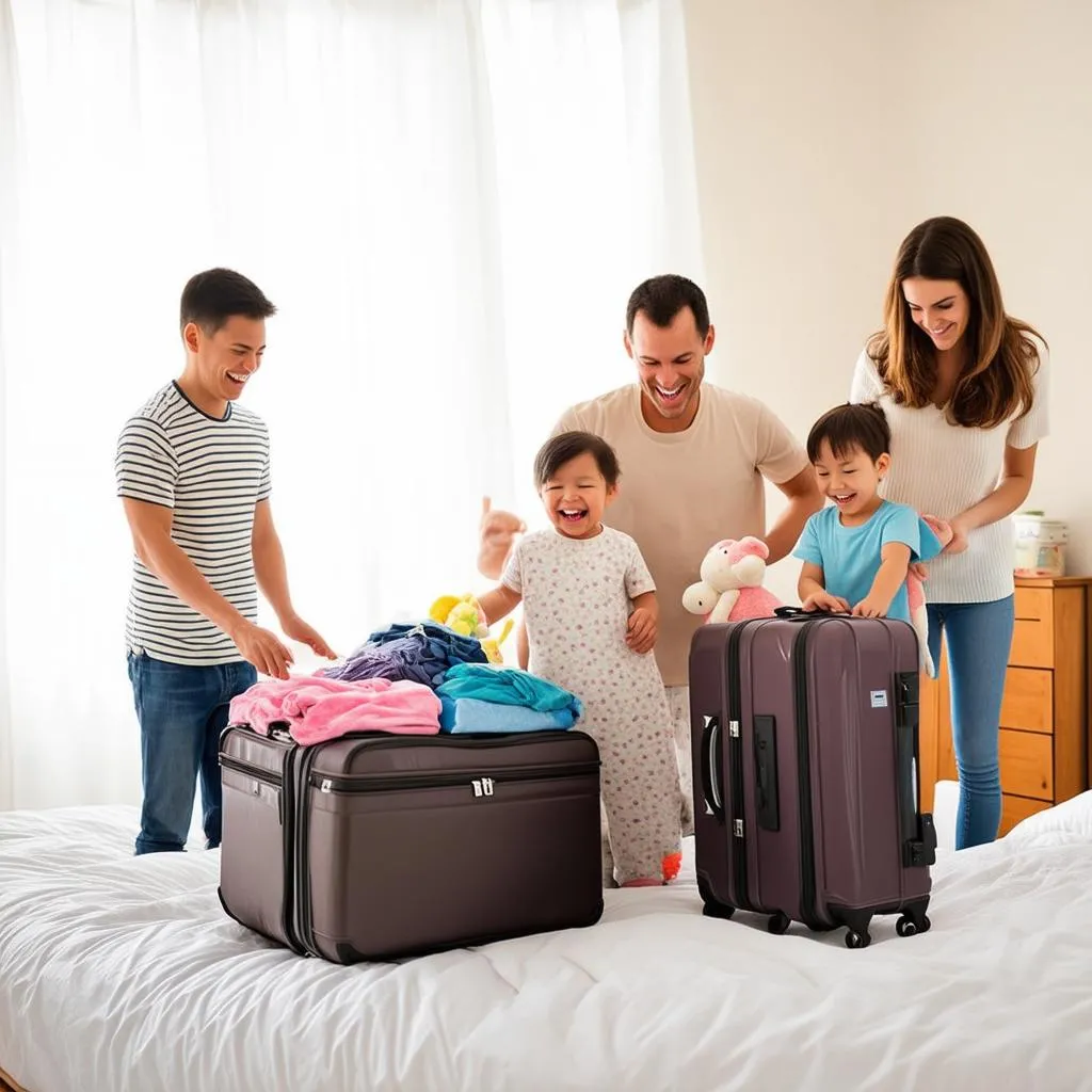 Family Packing Suitcases