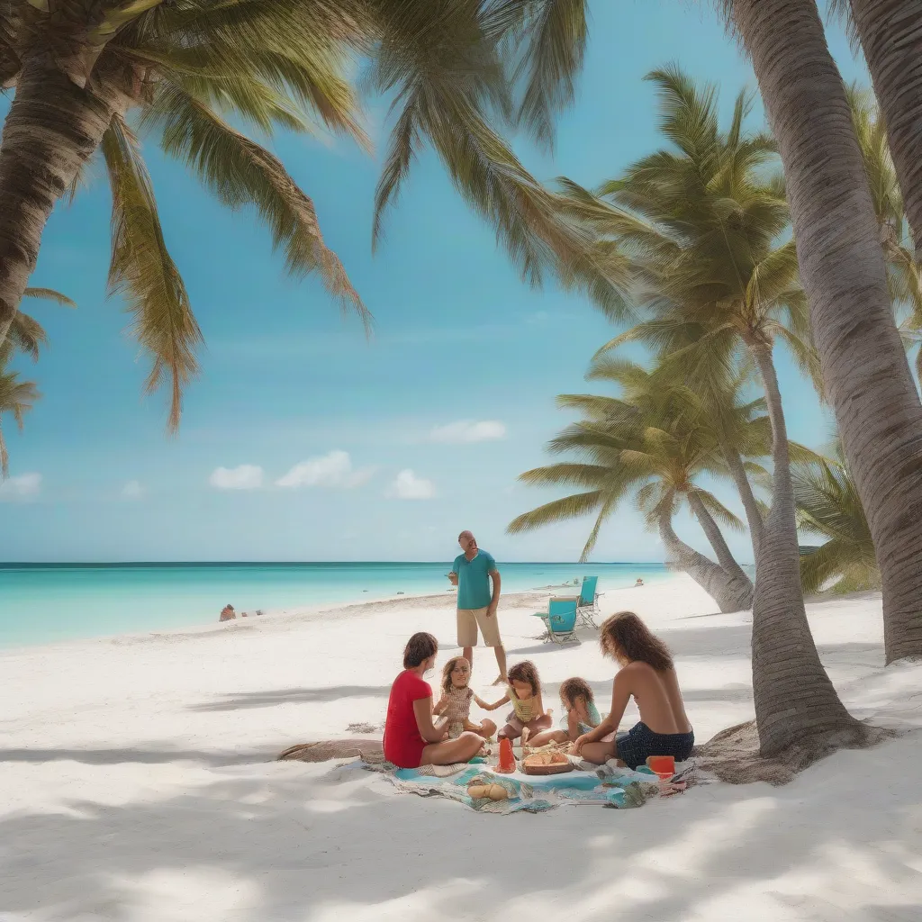 Family Relaxing on Tropical Beach