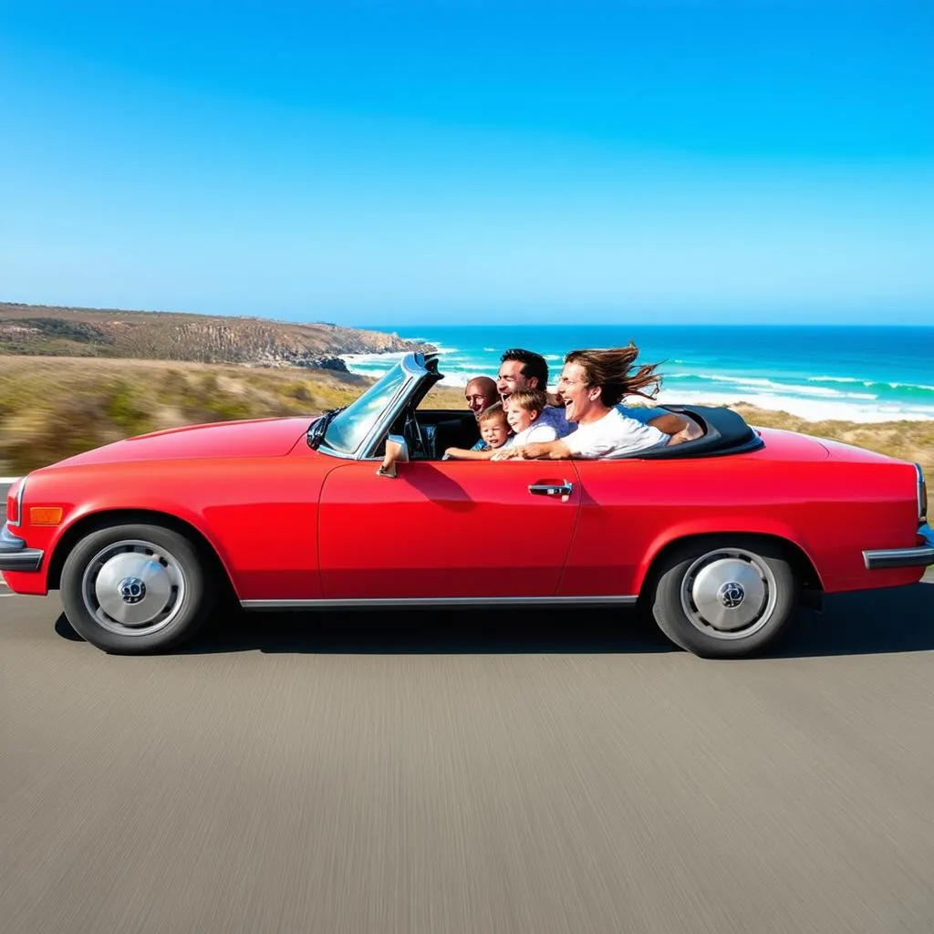 Family Road Trip in a Convertible