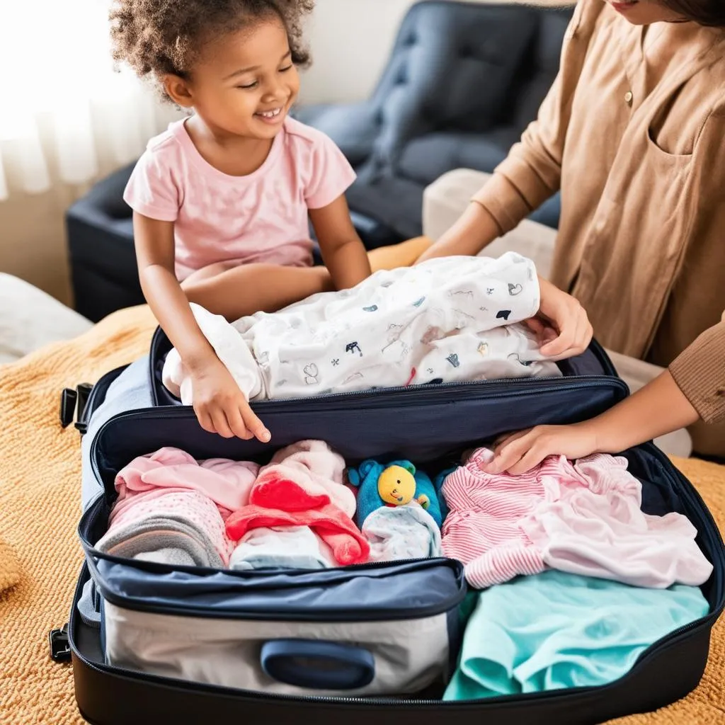 Family Packing Suitcase