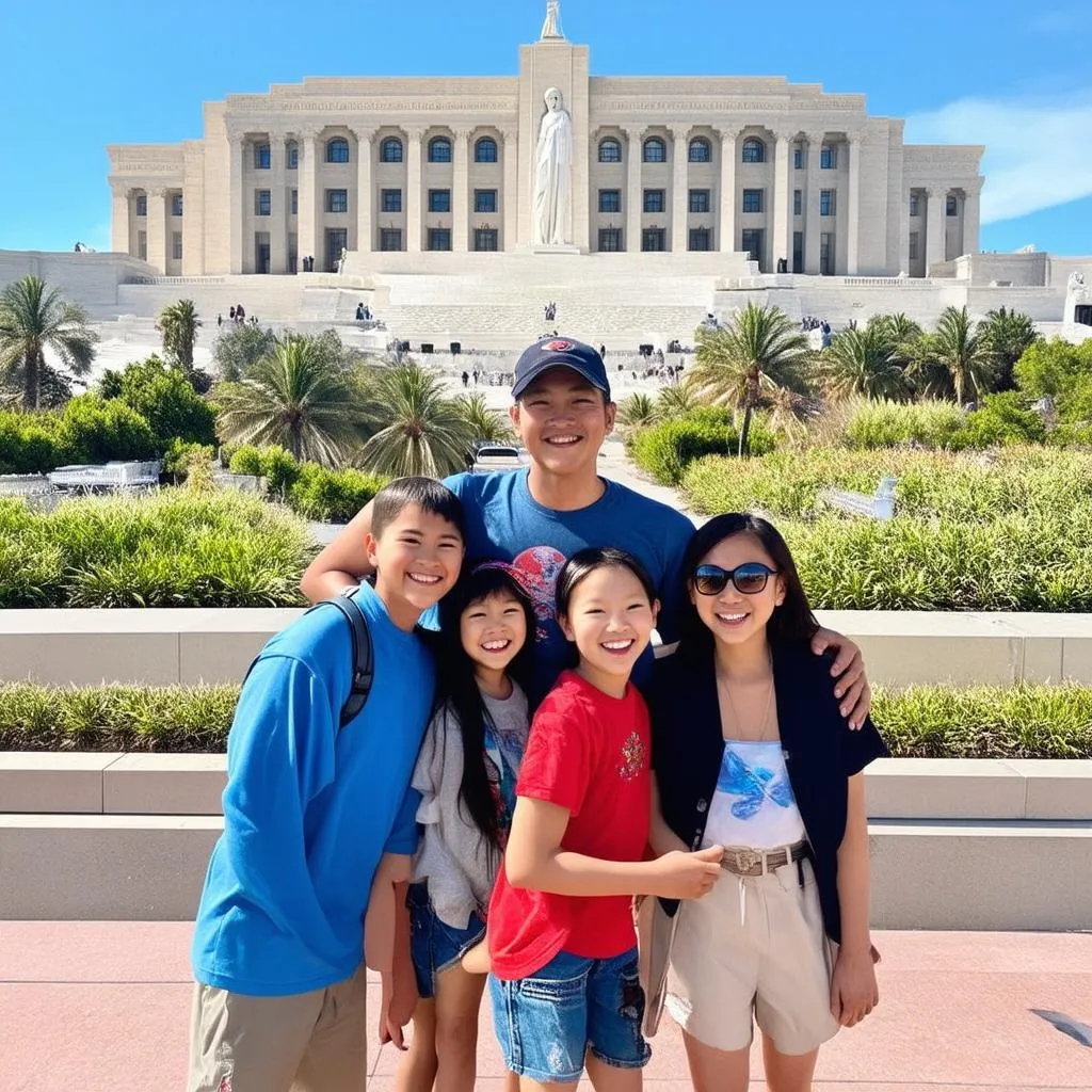 Peruvian Family Visiting USA Landmarks