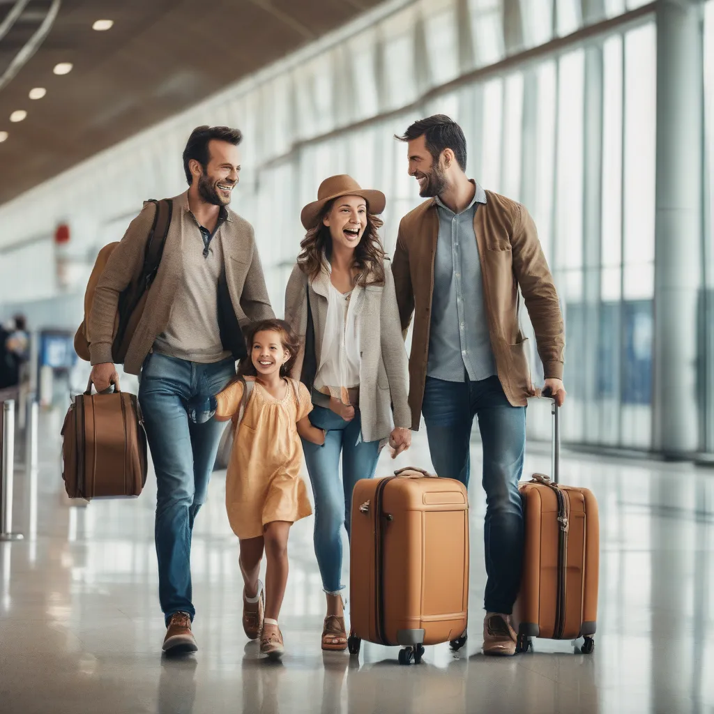 Family Traveling with Luggage 