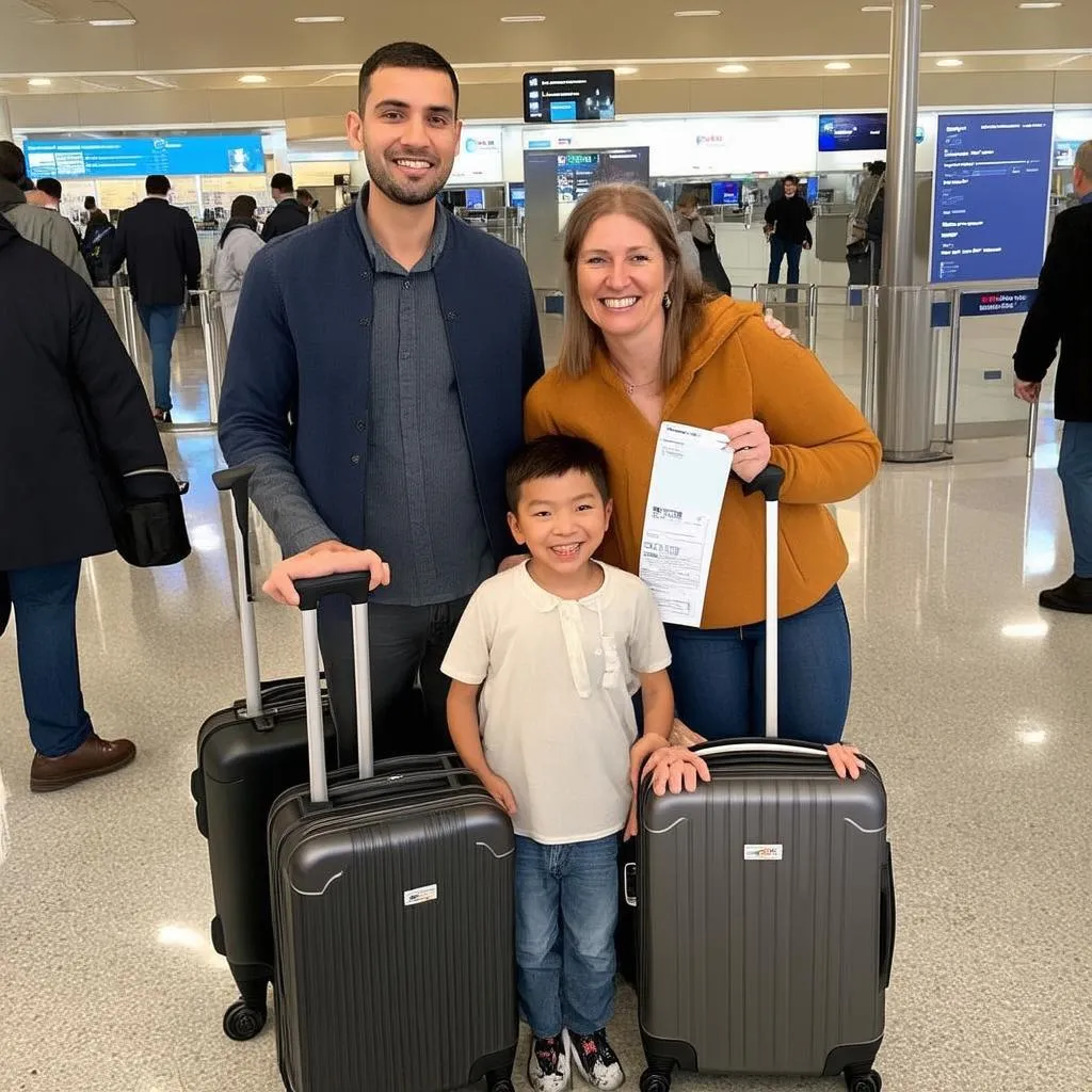 Family Traveling with Luggage