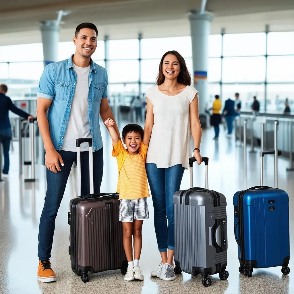 Family Traveling by Plane