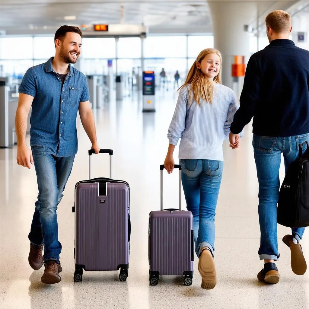 Family Traveling Through Airport