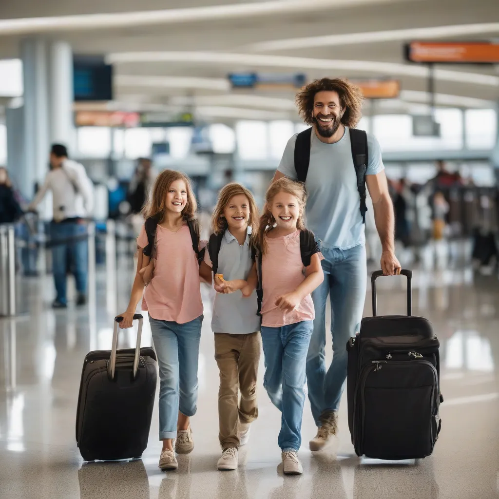 Family Traveling With Suitcases