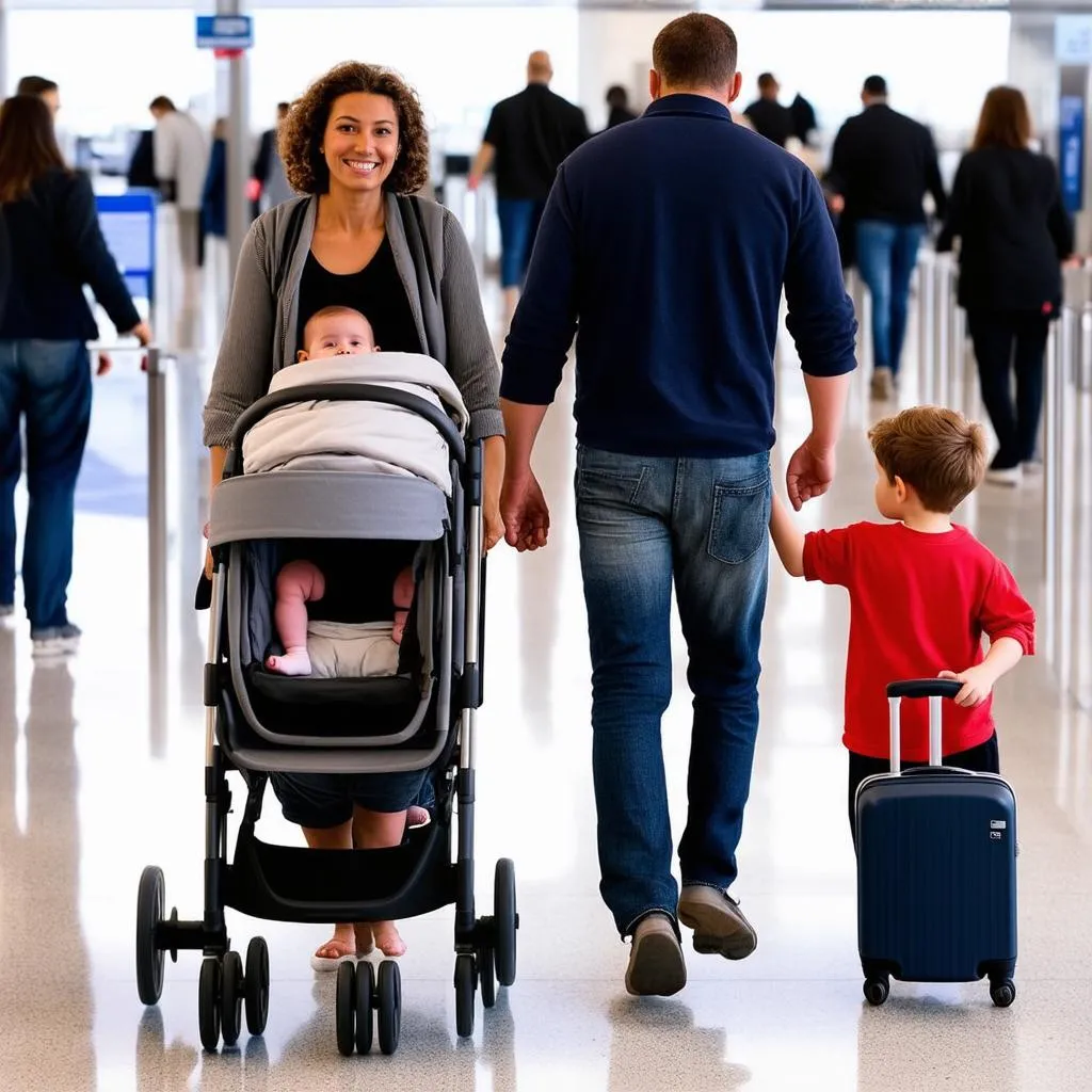  Family Traveling Through Airport