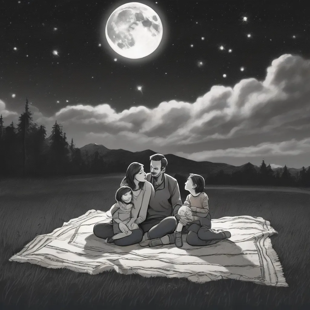 Family Watching a Lunar Eclipse