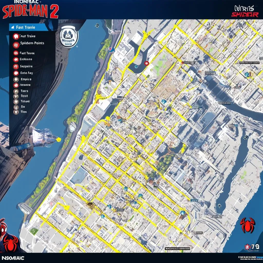 Spider-Man 2 Fast Travel Map