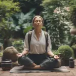 Woman Meditating While Traveling