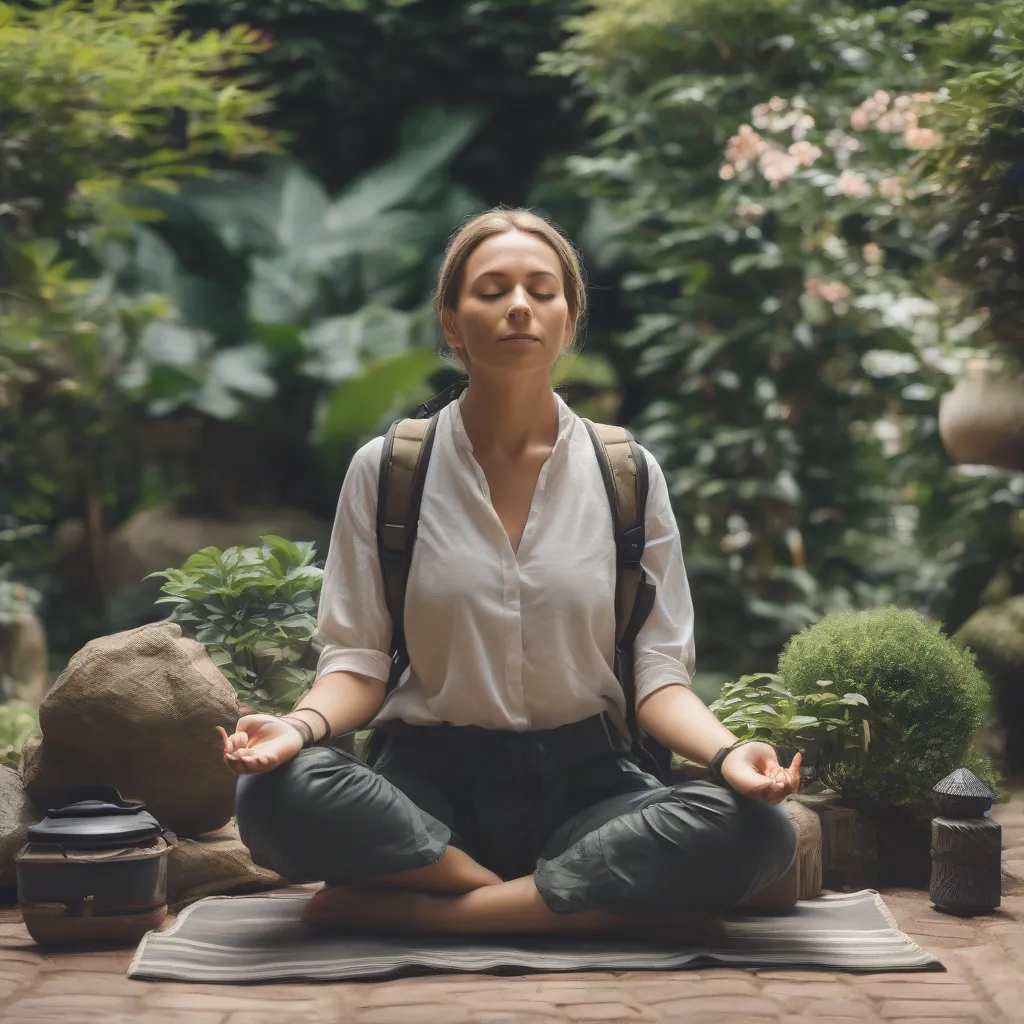 Woman Meditating While Traveling