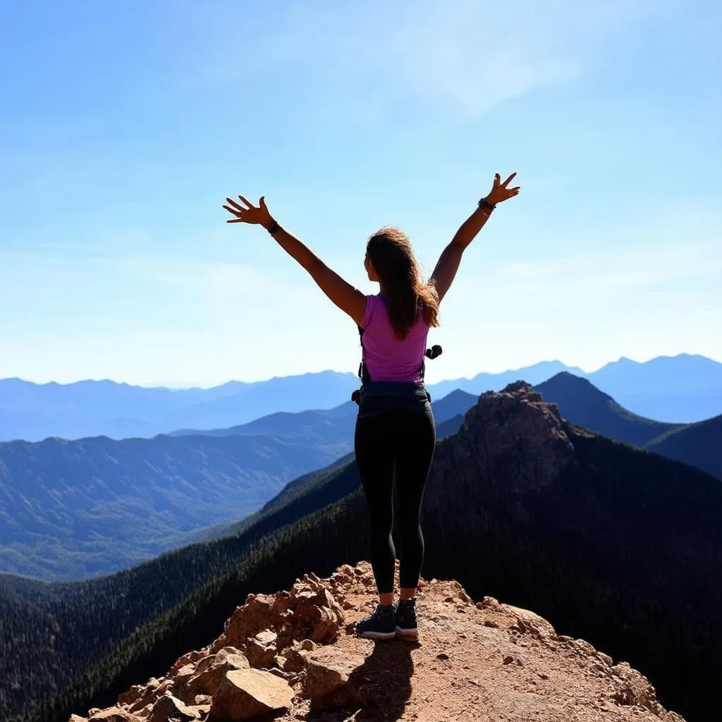 Female Traveler Admiring Mountain View