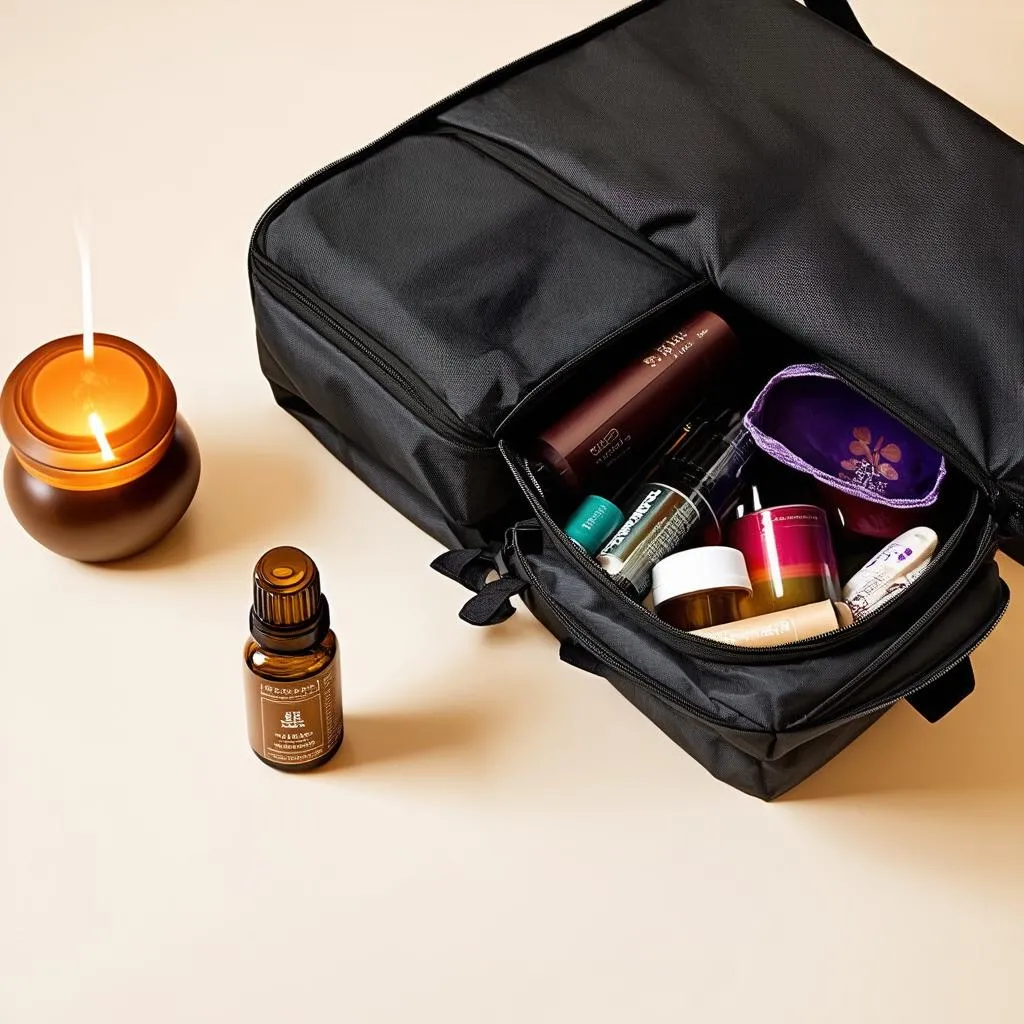 Essential oils and a travel bag