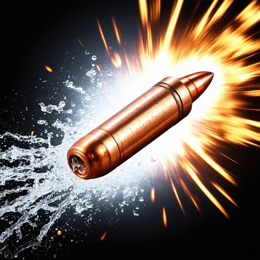 A .50 caliber bullet speeding through the air