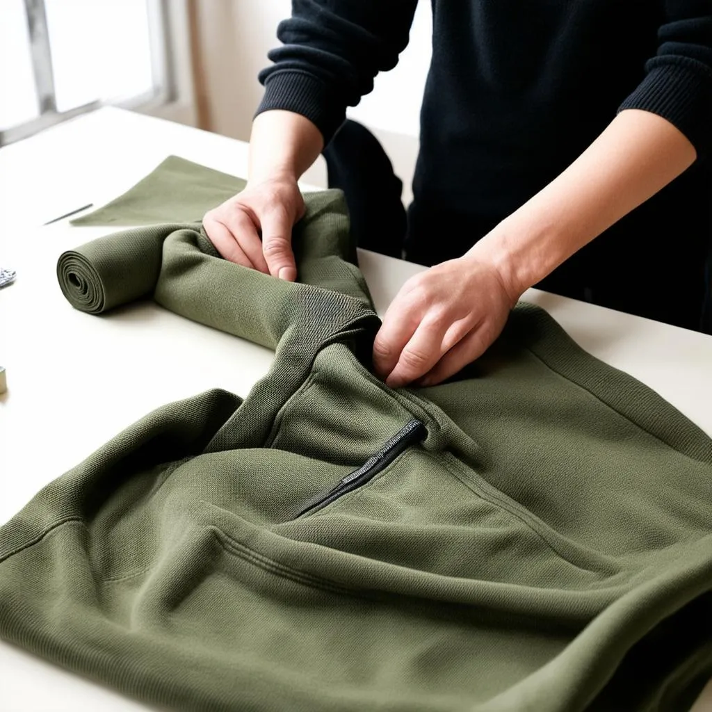 Folding a hoodie for travel