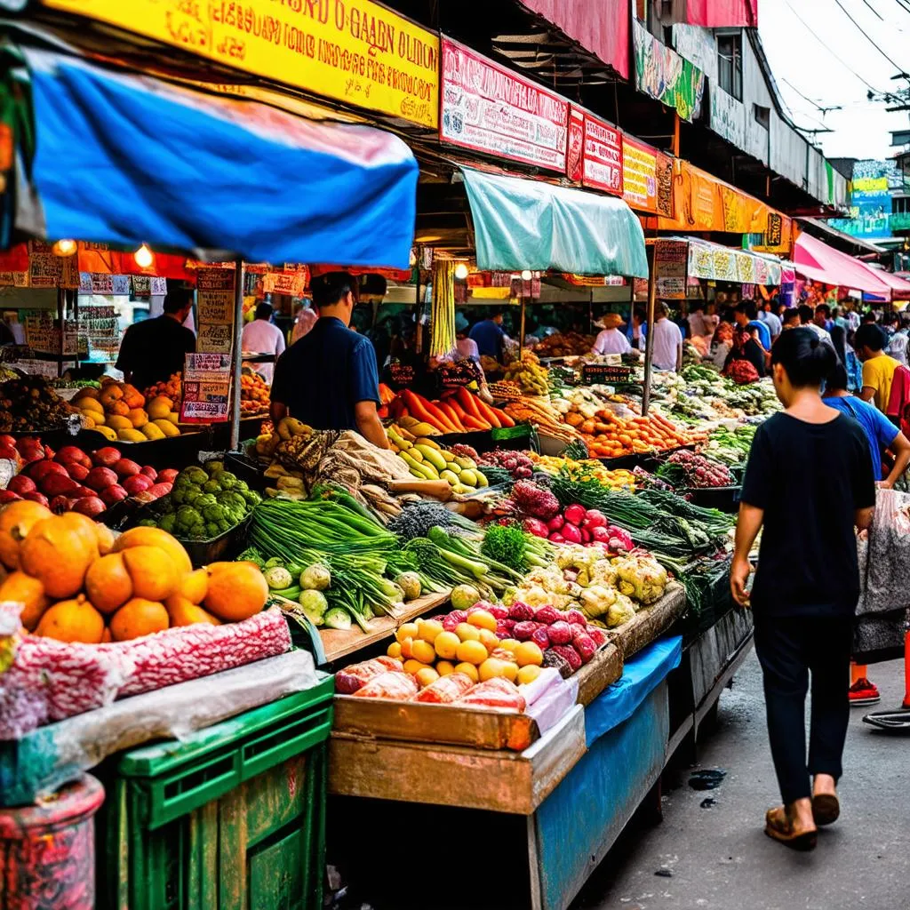 Bustling Thai Food Market