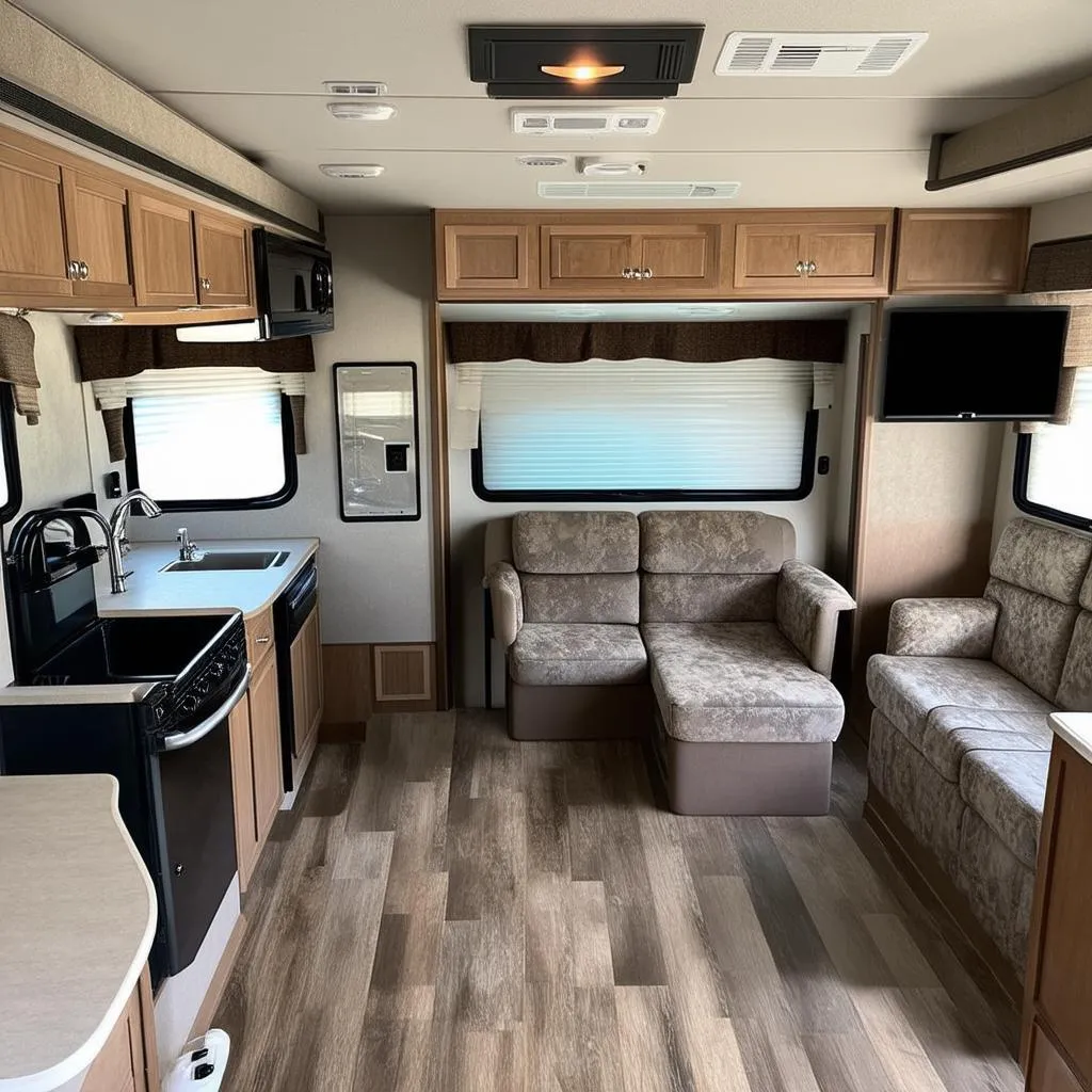 Luxurious interior of a Forest River Cardinal travel trailer