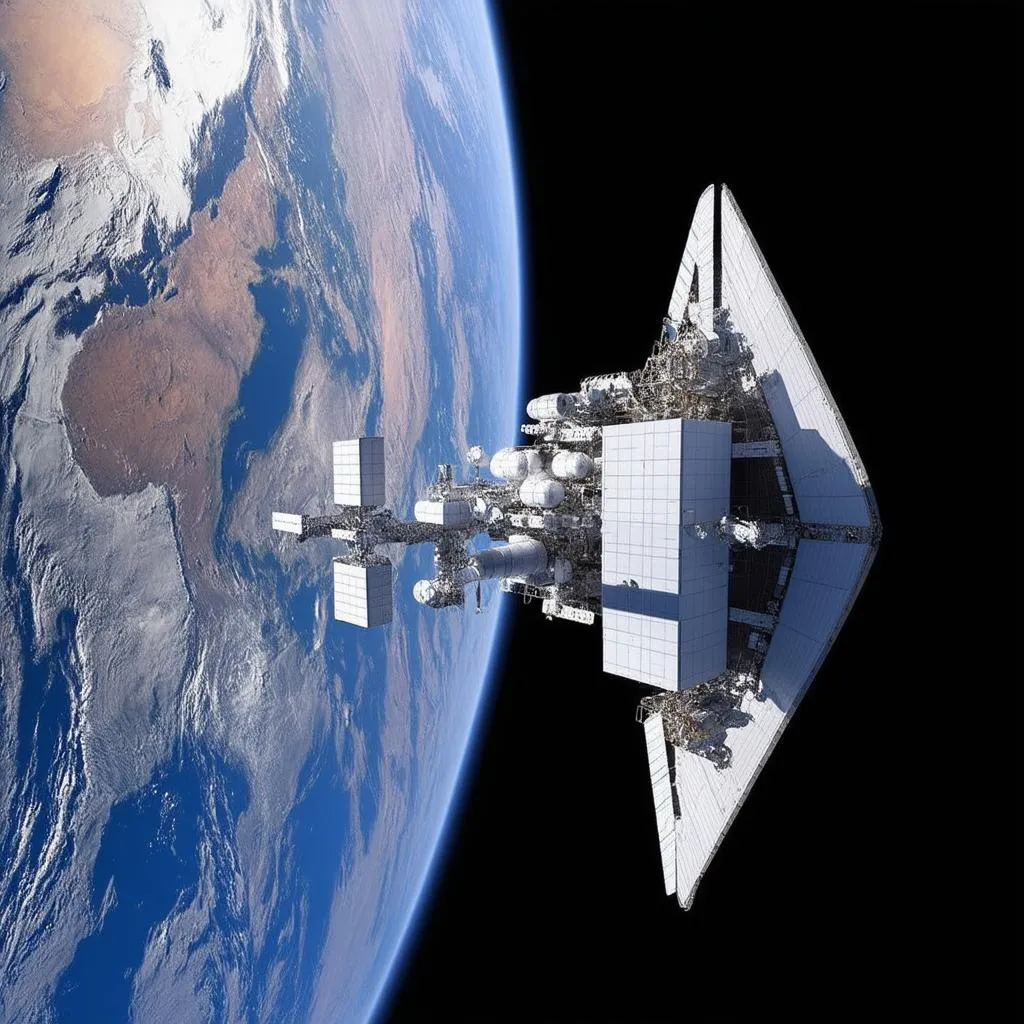 Futuristic Space Hotel Orbiting Earth