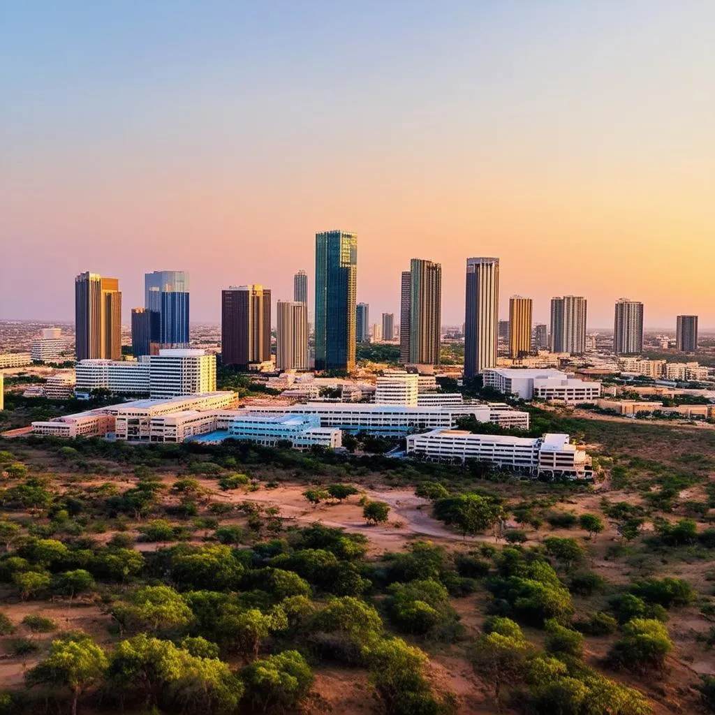 Gaborone Skyline at Sunset