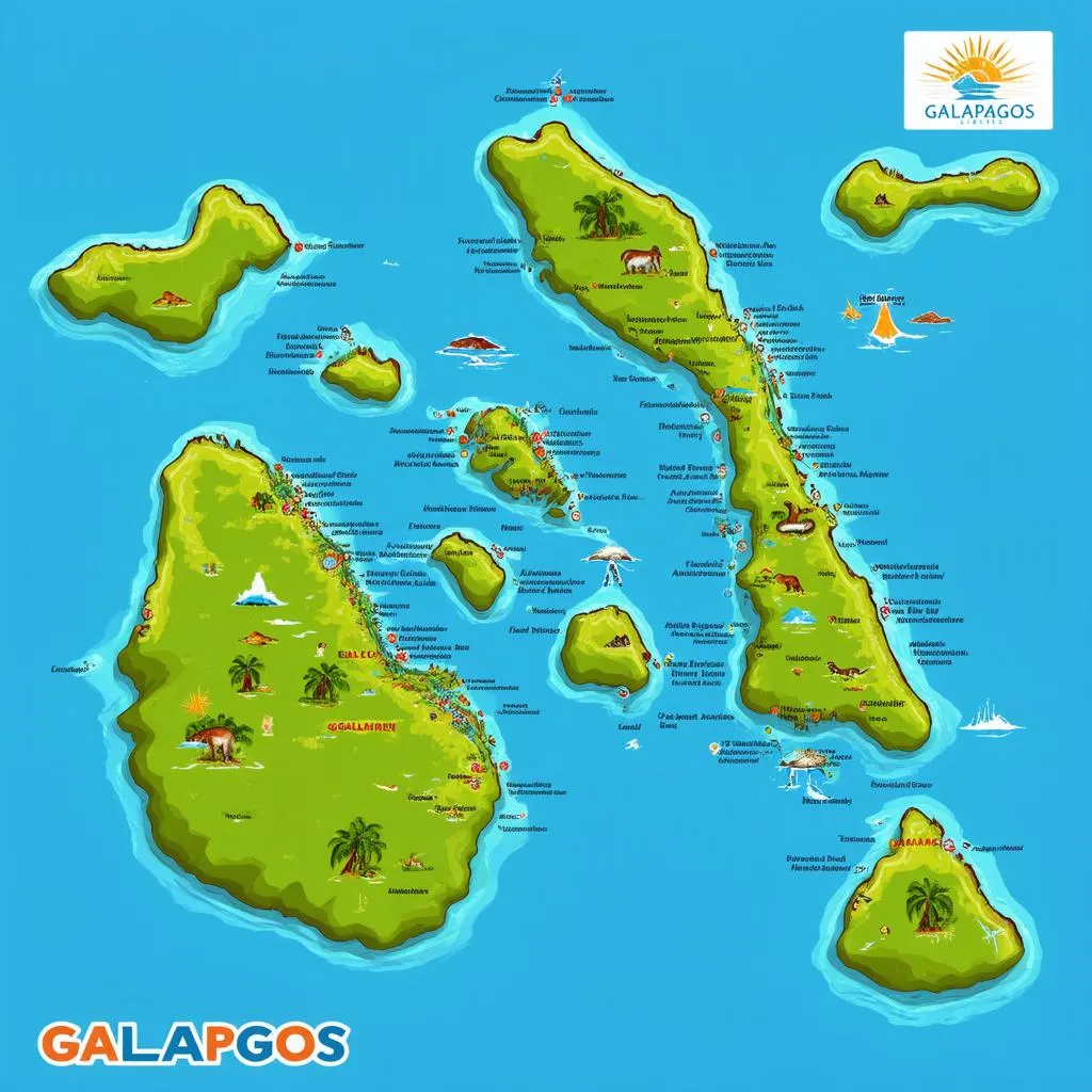 Map of Galapagos Islands with Points of Interest