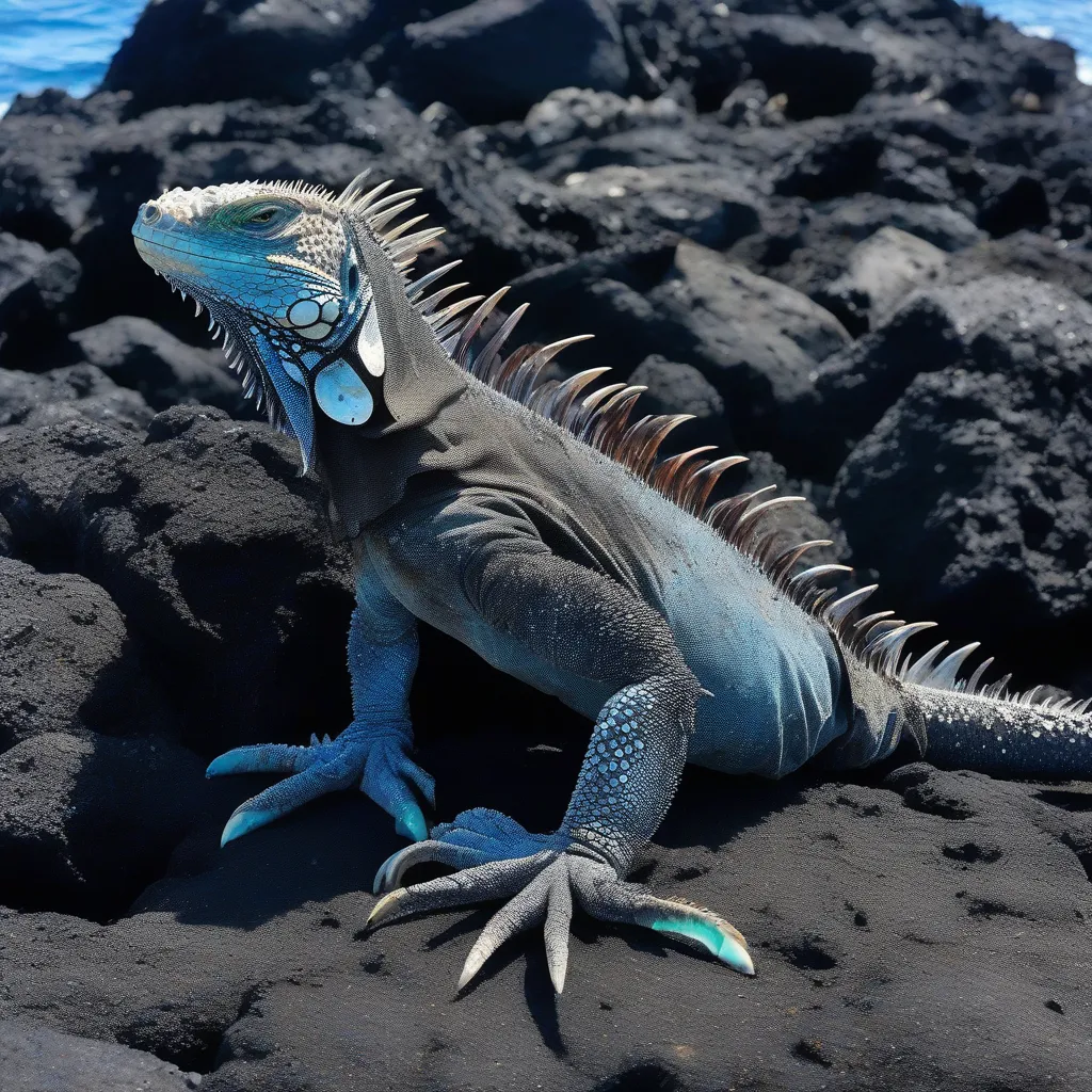 Marine Iguana on Volcanic Rocks