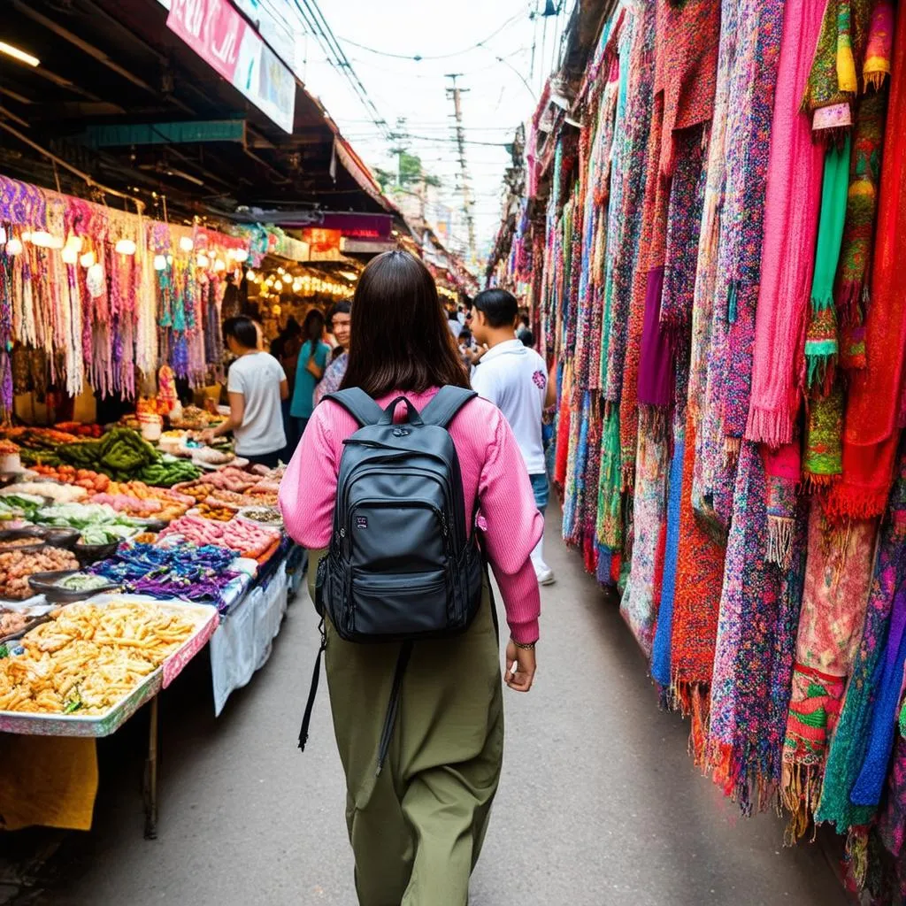 A Girl Exploring a Bangkok Market