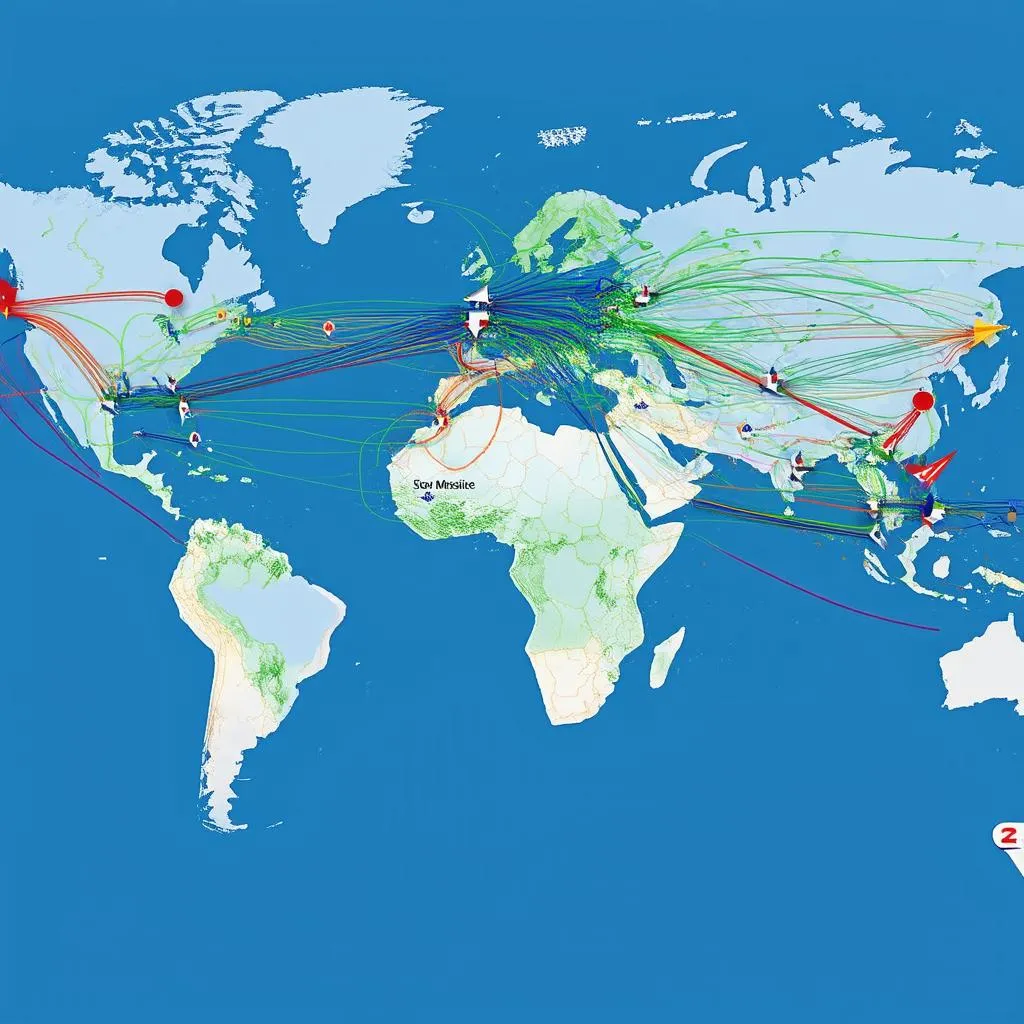 Global Map with Flight Paths