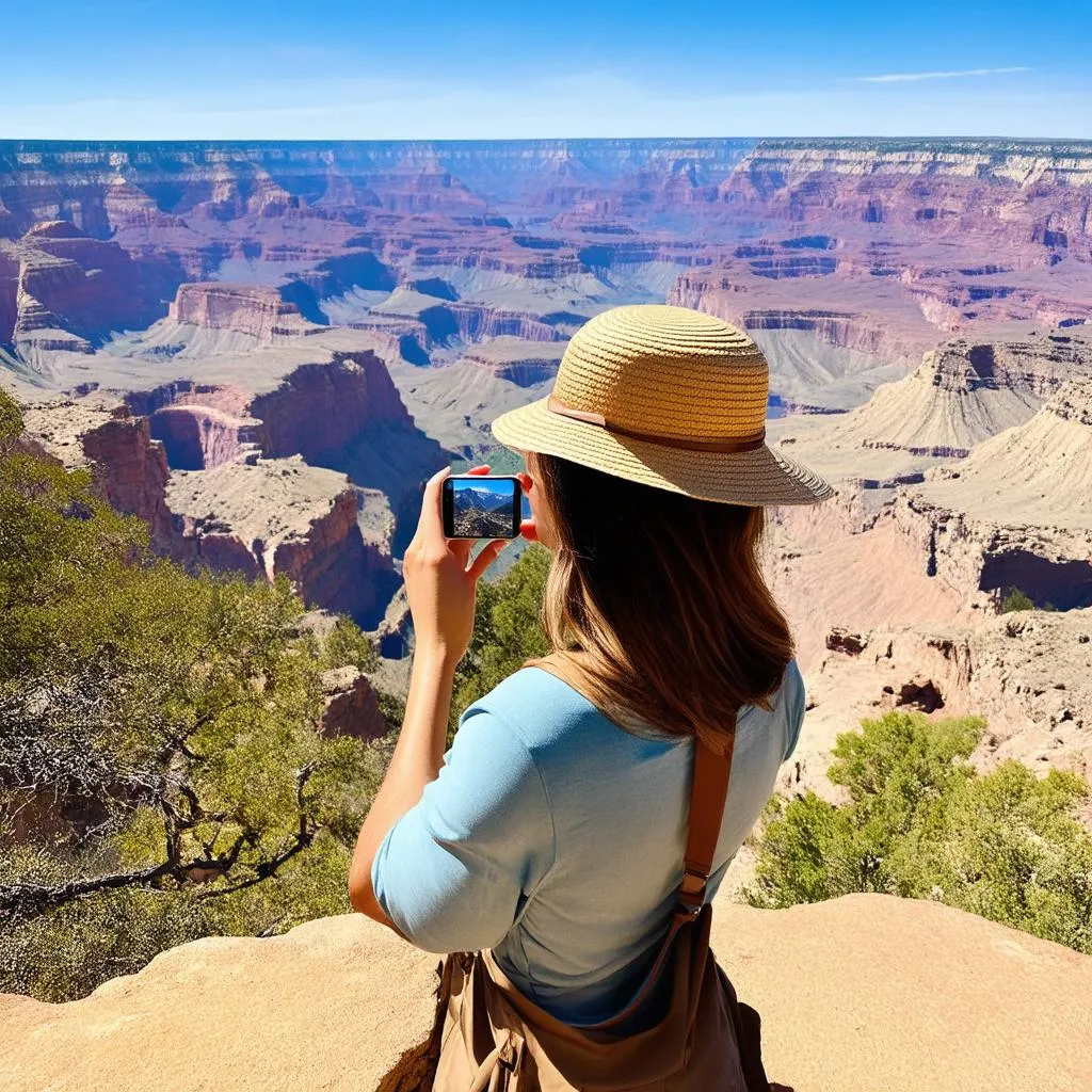 Grand Canyon View with Tourist