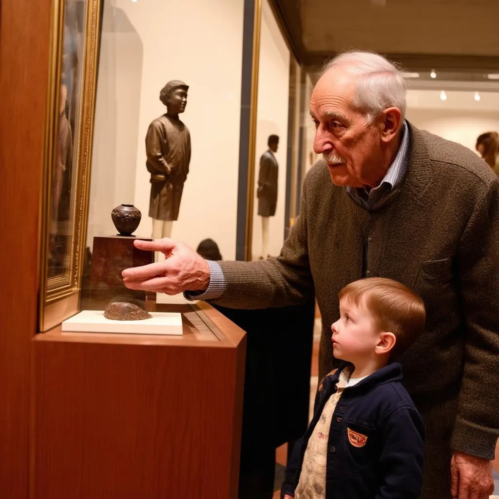 Exploring History Together: Grandparents and Child at a Museum