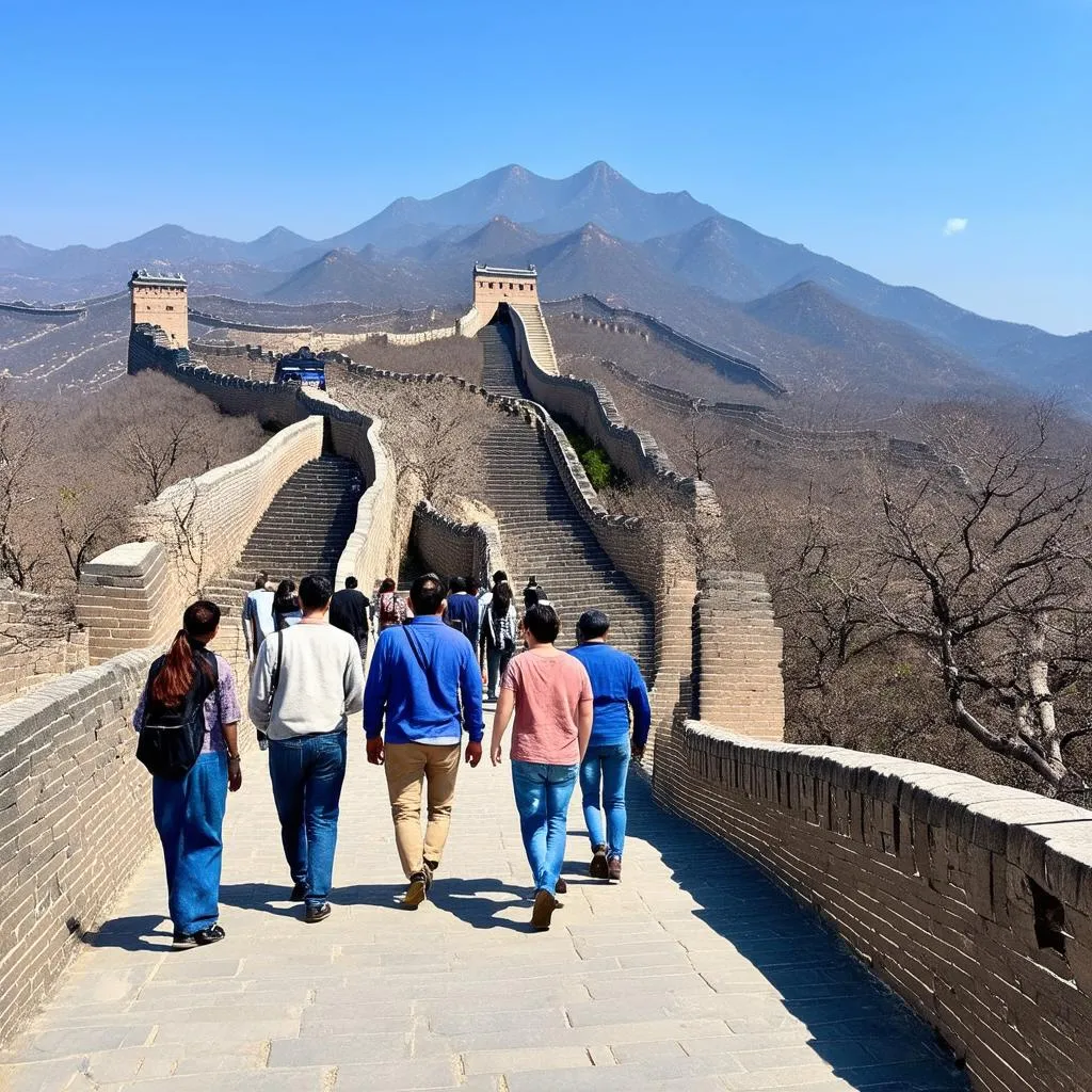 Tourists on the Great Wall of China