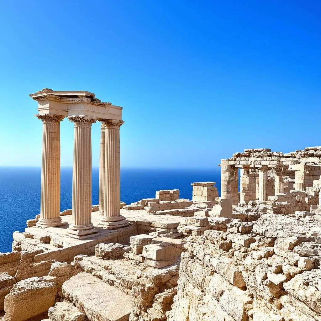 Greek Ruins Overlooking the Ocean