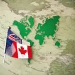 Green Card and Canadian Flag