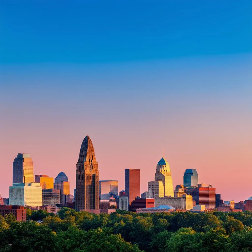 Greensboro Skyline at Dusk