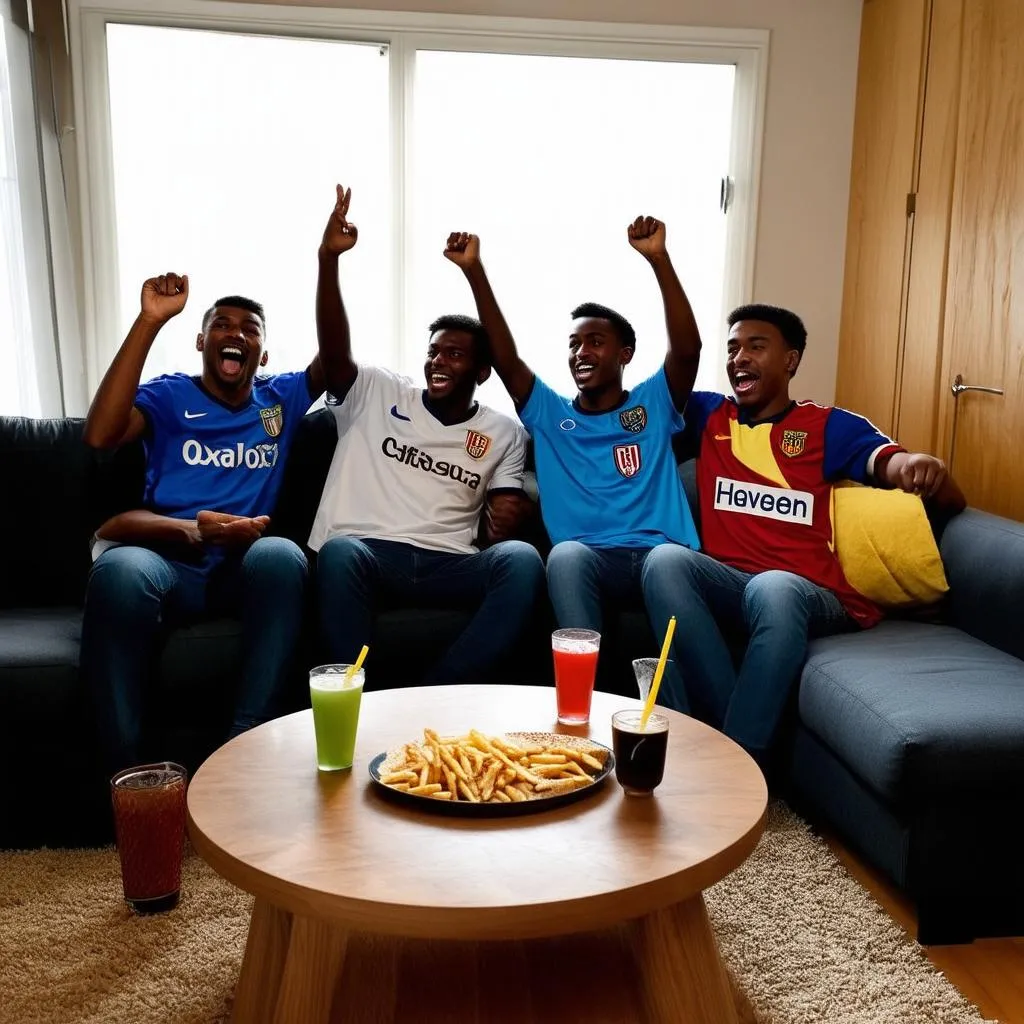 Group of Friends Watching Soccer Match