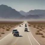 Group of cars on a road trip