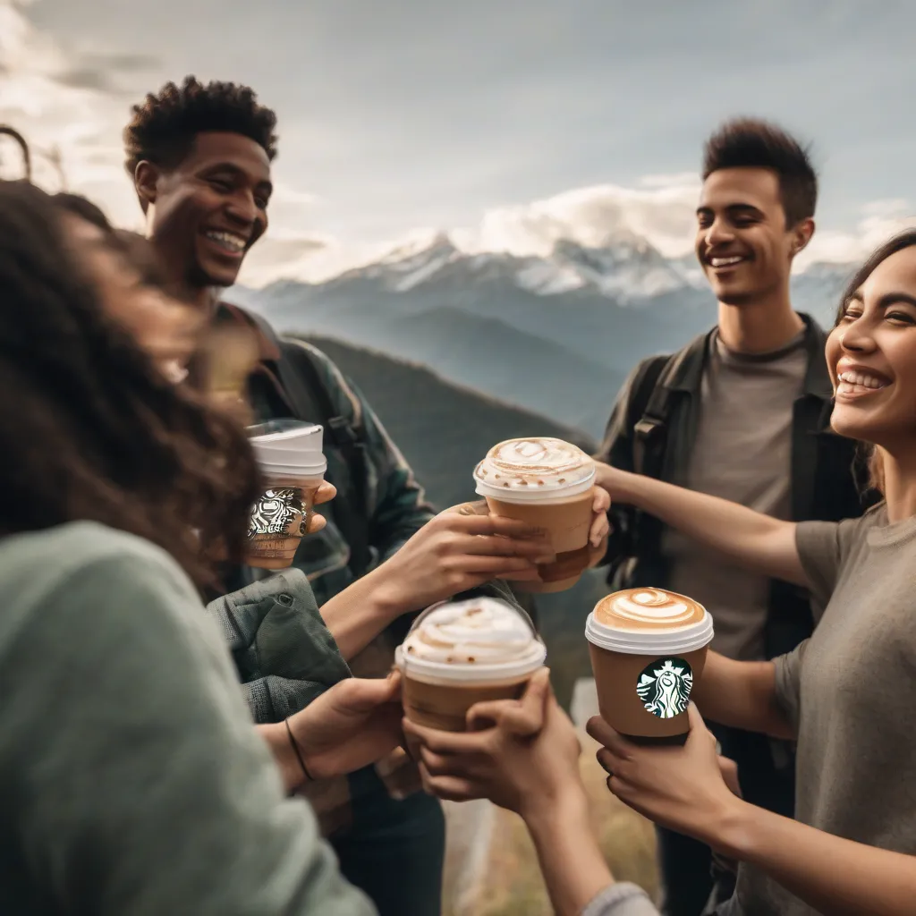 Group of Friends Enjoying Coffee Traveler