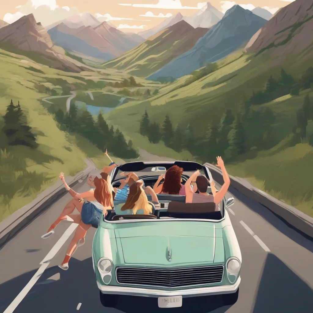 Group of Friends on a Road Trip