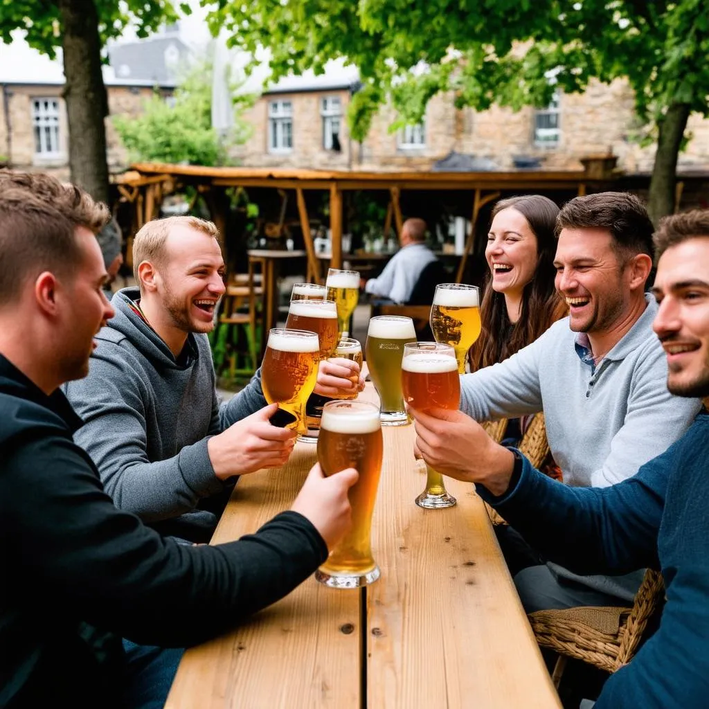 Friends in a beer garden