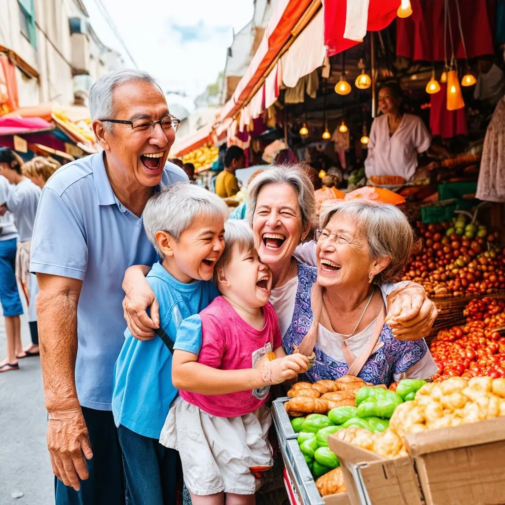 Family Enjoying Group Travel