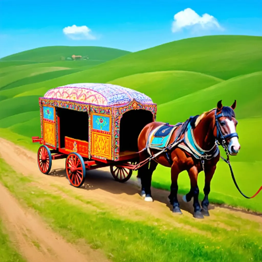 Gypsy Caravan on a Country Road