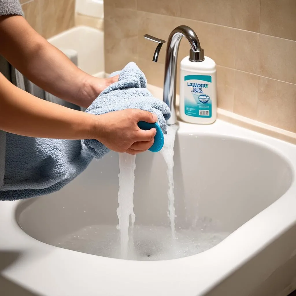 Handwashing Clothes in Sink