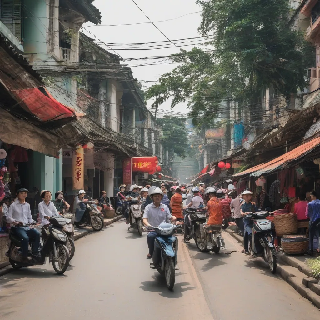 Bustling streets of Hanoi's Old Quarter