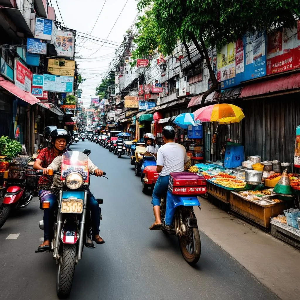 Bustling Street Scene in Hanoi